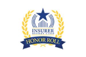 A blue star and gold wreath with the words " insurer before card honor roll ".
