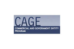 A blue and white logo for the commercial and government entity program.